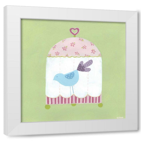 Patchwork Birdcage II White Modern Wood Framed Art Print by Vess, June Erica