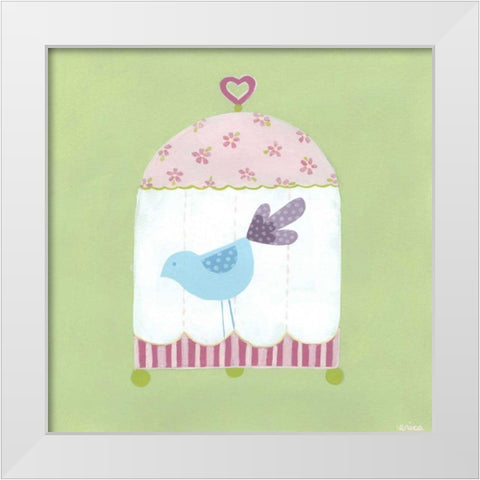 Patchwork Birdcage II White Modern Wood Framed Art Print by Vess, June Erica