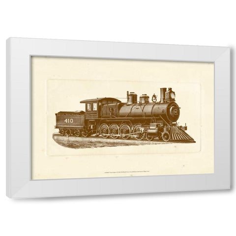 Train Engine I White Modern Wood Framed Art Print by Unknown