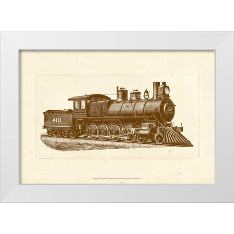 Train Engine I White Modern Wood Framed Art Print by Unknown
