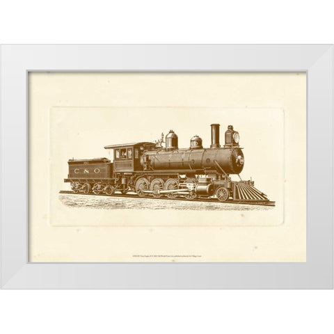 Train Engine II White Modern Wood Framed Art Print by Unknown