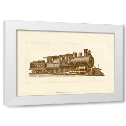 Train Engine III White Modern Wood Framed Art Print by Unknown