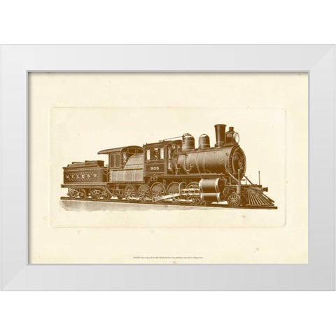 Train Engine III White Modern Wood Framed Art Print by Unknown