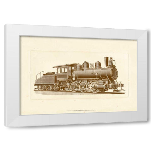 Train Engine IV White Modern Wood Framed Art Print by Unknown