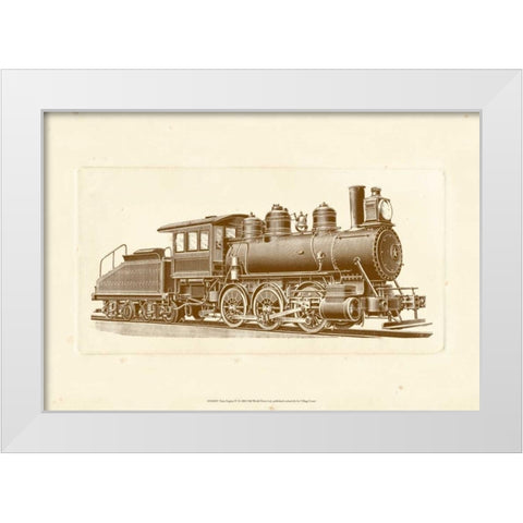 Train Engine IV White Modern Wood Framed Art Print by Unknown