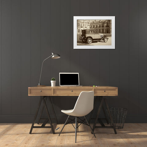 Vintage Cars I White Modern Wood Framed Art Print by Vision Studio