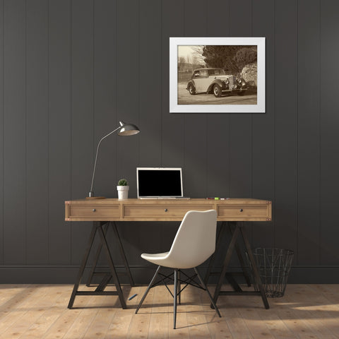 Vintage Cars III White Modern Wood Framed Art Print by Vision Studio