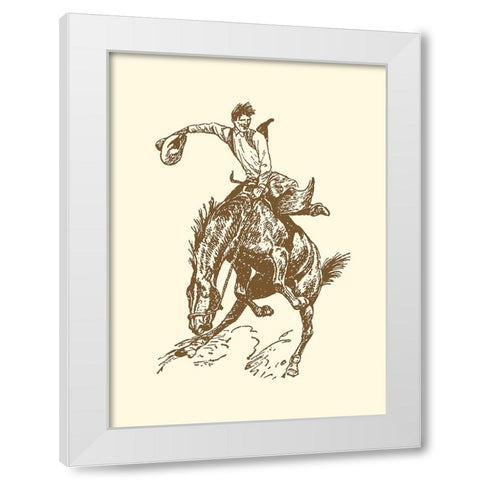 Small Cowboy White Modern Wood Framed Art Print by Vision Studio