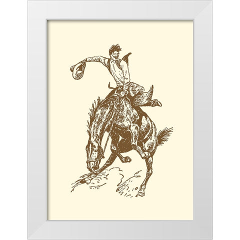 Small Cowboy White Modern Wood Framed Art Print by Vision Studio