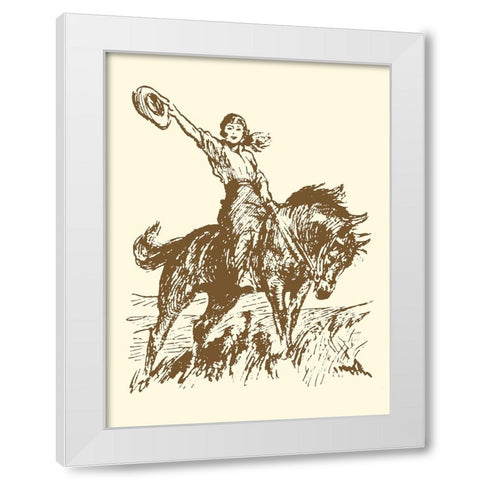 Small Cowgirl White Modern Wood Framed Art Print by Vision Studio