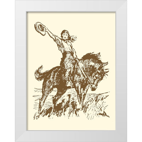 Small Cowgirl White Modern Wood Framed Art Print by Vision Studio