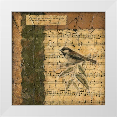 Bird Melody I White Modern Wood Framed Art Print by Slocum, Nancy