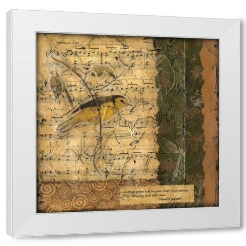 Bird Melody II White Modern Wood Framed Art Print by Slocum, Nancy