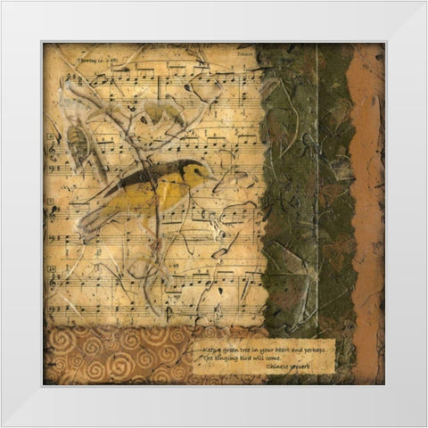 Bird Melody II White Modern Wood Framed Art Print by Slocum, Nancy