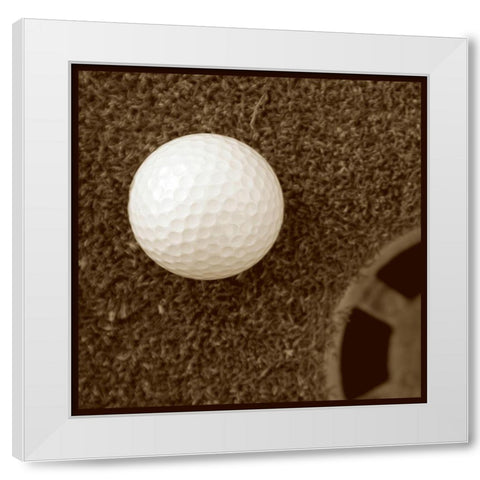 Sepia Golf Ball Study I White Modern Wood Framed Art Print by Johnson, Jason