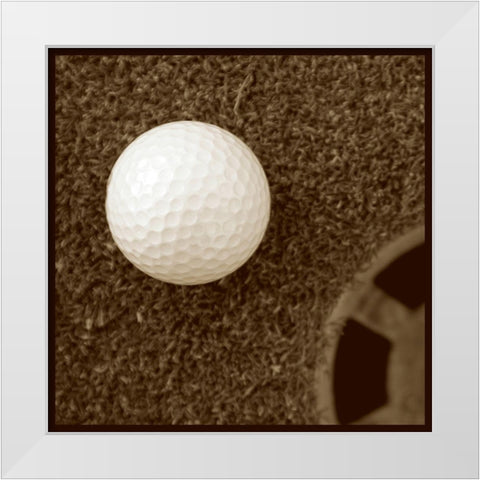 Sepia Golf Ball Study I White Modern Wood Framed Art Print by Johnson, Jason