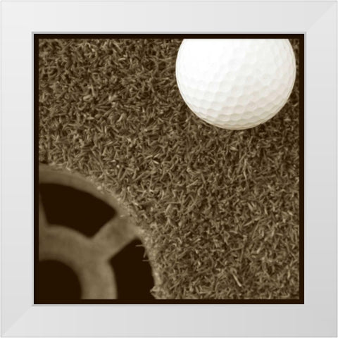 Sepia Golf Ball Study II White Modern Wood Framed Art Print by Johnson, Jason
