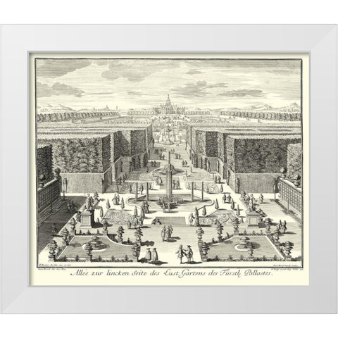 Fountains of Versailles I White Modern Wood Framed Art Print by Decker