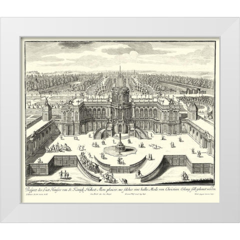 Fountains of Versailles II White Modern Wood Framed Art Print by Decker
