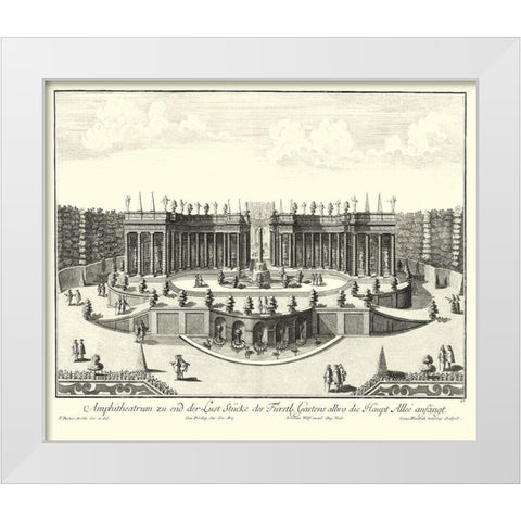 Fountains of Versailles III White Modern Wood Framed Art Print by Decker