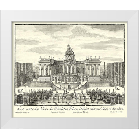 Fountains of Versailles IV White Modern Wood Framed Art Print by Decker