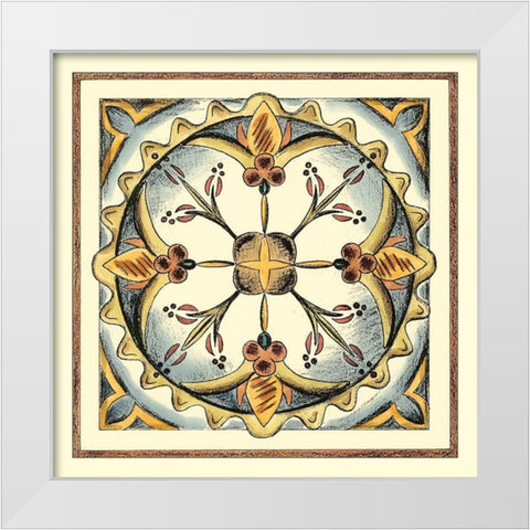 Crackled Cloisonne Tile III White Modern Wood Framed Art Print by Zarris, Chariklia