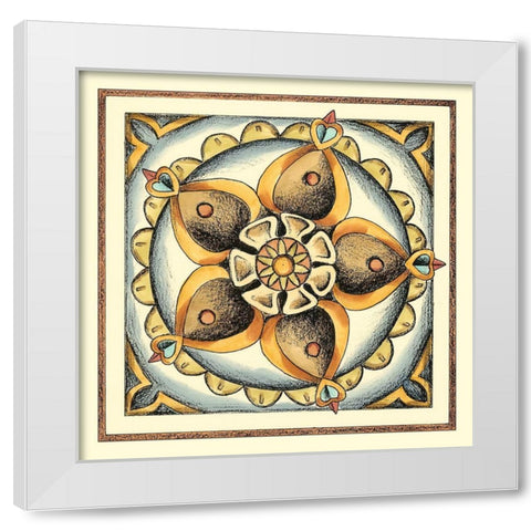 Crackled Cloisonne Tile V White Modern Wood Framed Art Print by Zarris, Chariklia