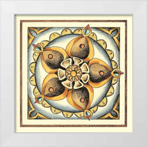 Crackled Cloisonne Tile V White Modern Wood Framed Art Print by Zarris, Chariklia