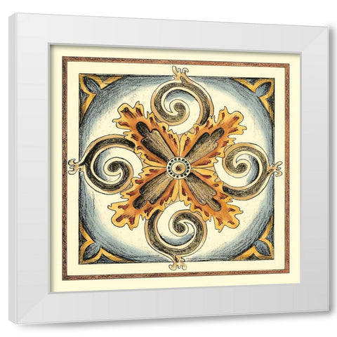 Crackled Cloisonne Tile VI White Modern Wood Framed Art Print by Zarris, Chariklia