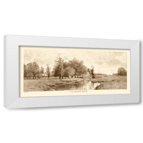 The Meadow Brook Sepia White Modern Wood Framed Art Print by Eaton, C. Harry