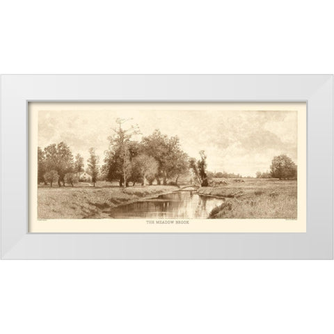 The Meadow Brook Sepia White Modern Wood Framed Art Print by Eaton, C. Harry