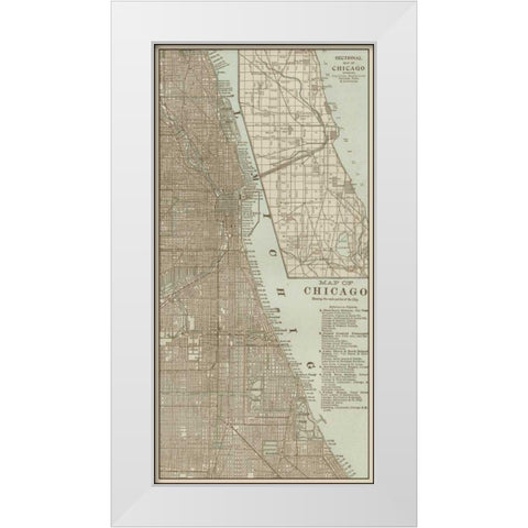 Tinted Map of Chicago White Modern Wood Framed Art Print by Vision Studio