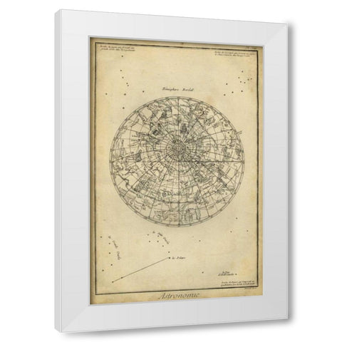 Antique Astronomy Chart I White Modern Wood Framed Art Print by Diderot, Denis