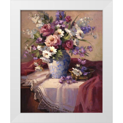 Spring Fling White Modern Wood Framed Art Print by Johnston, Maxine