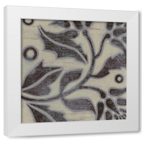 Iris Woodcut II White Modern Wood Framed Art Print by Wyatt Jr., Norman
