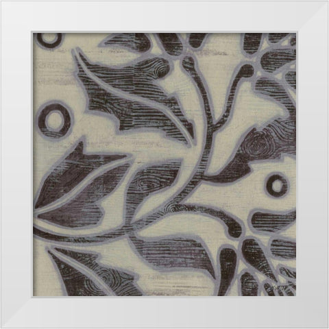 Iris Woodcut II White Modern Wood Framed Art Print by Wyatt Jr., Norman