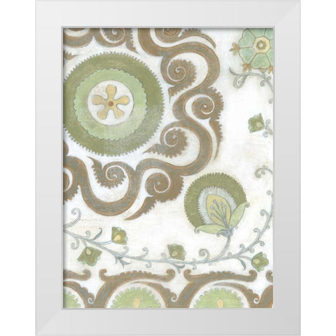 Earth Suzani II White Modern Wood Framed Art Print by Wyatt Jr., Norman
