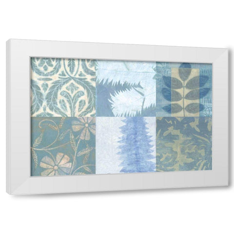 Blue Textures I White Modern Wood Framed Art Print by Vision Studio