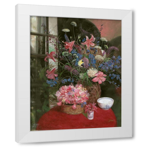 Floral Still Life I White Modern Wood Framed Art Print by Bo, Li