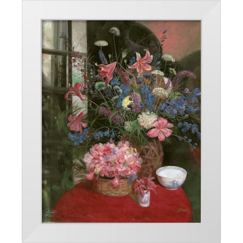 Floral Still Life I White Modern Wood Framed Art Print by Bo, Li