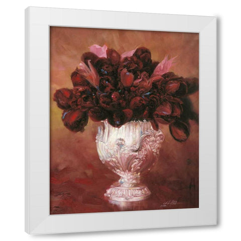 Floral Still Life II White Modern Wood Framed Art Print by Bo, Li