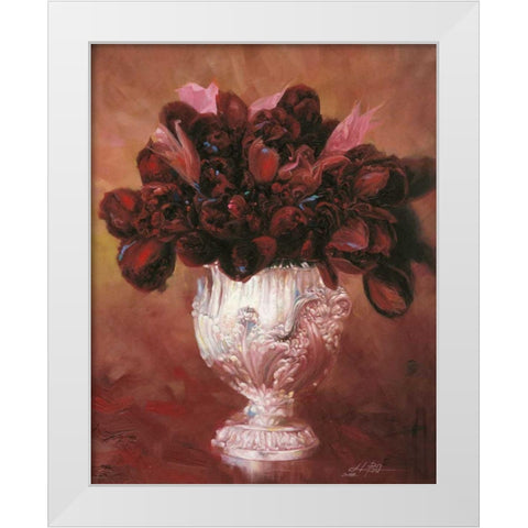 Floral Still Life II White Modern Wood Framed Art Print by Bo, Li