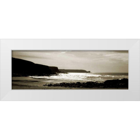 Cornish Beach White Modern Wood Framed Art Print by Bay, Noah