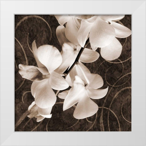 Orchid and Swirls I White Modern Wood Framed Art Print by Zalewski, Christine