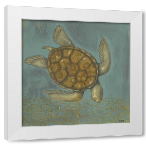 Sea Turtle I White Modern Wood Framed Art Print by Wyatt Jr., Norman