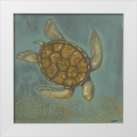 Sea Turtle I White Modern Wood Framed Art Print by Wyatt Jr., Norman