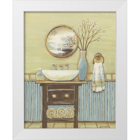 Seabreeze Bath I White Modern Wood Framed Art Print by Russell, Wendy