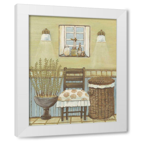 Seabreeze Bath III White Modern Wood Framed Art Print by Russell, Wendy