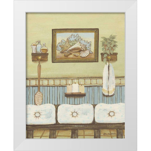 Seabreeze Bath IV White Modern Wood Framed Art Print by Russell, Wendy