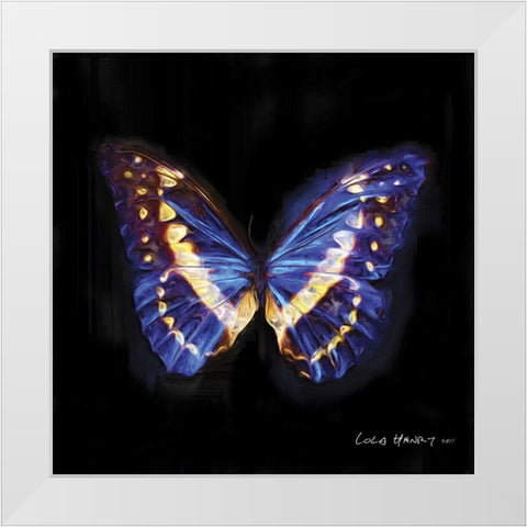 Techno Butterfly II White Modern Wood Framed Art Print by Henry, Lola